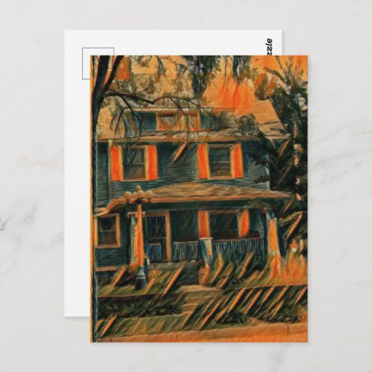 Das blaue Haus Postkarte (Vorne/Hinten)