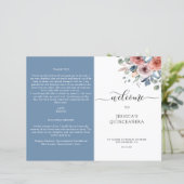 Das blaue Quinceanera-Programm mit Blütenblättern (Stehend Vorderseite)