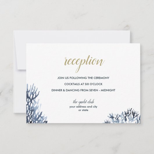 Das blaue Riff | Empfang von Nautical Wedding Einladung (Vorderseite)