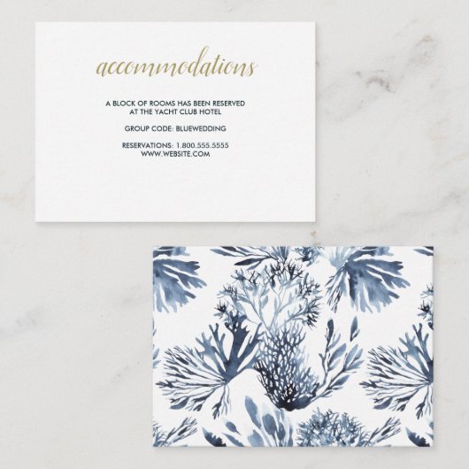 Das blaue Riff | Hochzeitshotel Unterkunft Begleitkarte (Vorne/Hinten)