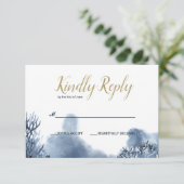 Das blaue Riff | Nautical Wedding RSVP Karte (Stehend Vorderseite)