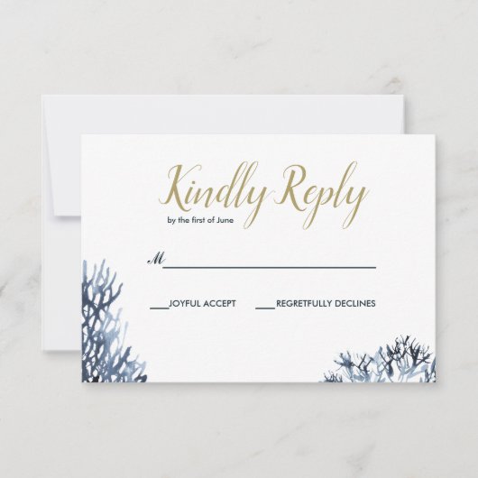 Das blaue Riff | Nautical Wedding RSVP Karte (Vorderseite)