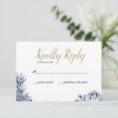 Das blaue Riff | Nautical Wedding RSVP Karte (Stehend Vorderseite)