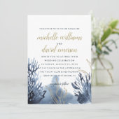 Das blaue Riff | Nautische Hochzeit Einladung (Stehend Vorderseite)