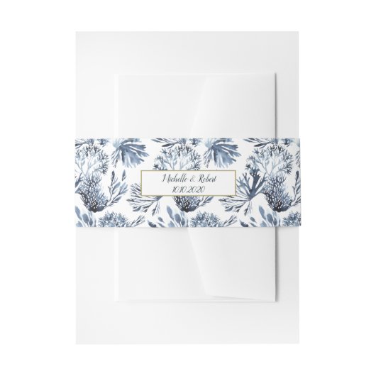 Das blaue Riff | Nautische Hochzeit Einladungsbanderole (Vorderseite Beispiel)