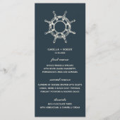 Das blaue Schiffsrad | Nautical Wedding Menu Menükarte (Vorderseite)