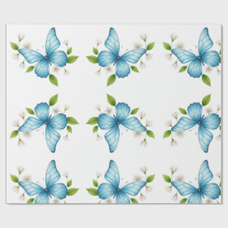 Das blaue Schmetterlings-Geschenkpapier Geschenkpapier