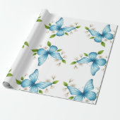 Das blaue Schmetterlings-Geschenkpapier Geschenkpapier (Ungerollt)