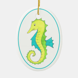 Das blaue Seepferd des Ozeans Keramik Ornament