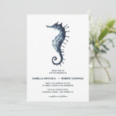 Das blaue Seepferd | Einladung zur Hochzeit (Stehend Vorderseite)