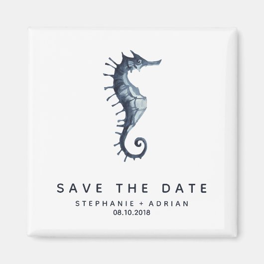 Das blaue Seepferd | Hochzeit Save the Date Favor Magnet (Vorne)