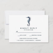 Das blaue Seepferd | Hochzeitsrabatt mit Essenswah RSVP Karte (Vorderseite)