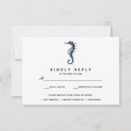 Das blaue Seepferd | Hochzeitsrabatt mit Essenswah RSVP Karte