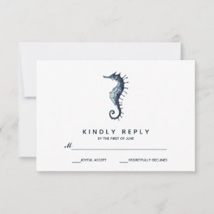 Das blaue Seepferd HochzeitsrSVP RSVP Karte