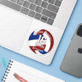 Das blaue Volleyballteam setzt auf den Namen des K Aufkleber (Laptop mit iPhone)