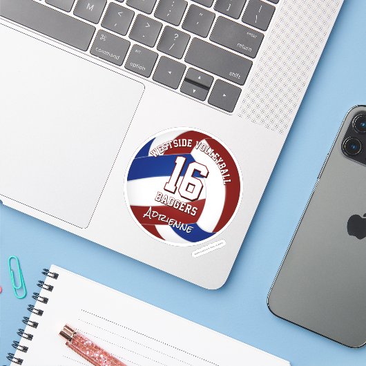 Das blaue Volleyballteam setzt auf den Namen des K Aufkleber (Laptop mit iPhone)