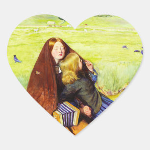 Das blinde Mädchen von John Everett Millais Herz-Aufkleber