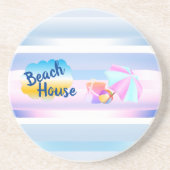 Das Blue and Pink Beach House Sandstone Untersetze Getränkeuntersetzer (Vorne)