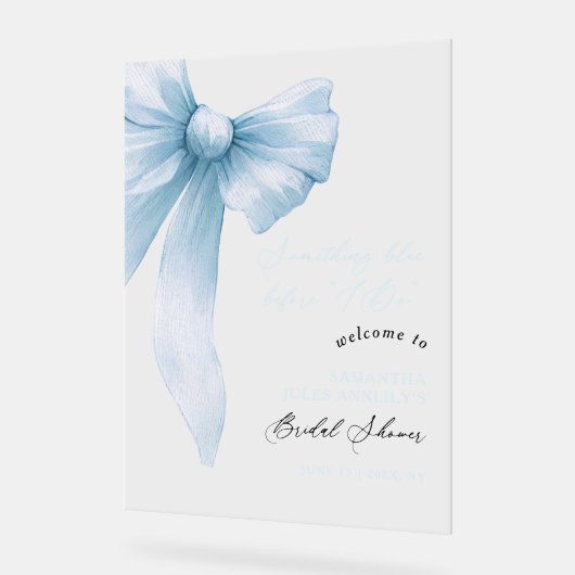 Das Blue Bow Brautparty Begrüßungszeichen Acrylschild (Winkel)