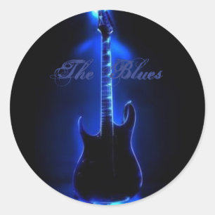 Das Blues-Gitarrenbild zum Round Stiker Runder Aufkleber