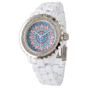 Das Blues-Vintage blaue Fraktal-Kaleidoskop Armbanduhr