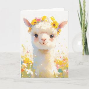 Das Blumen gekrönte Alpaka Karte