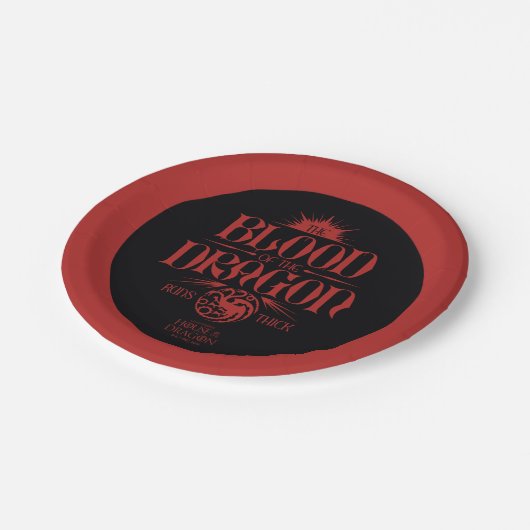 Das Blut des Drachen spielt dick Pappteller (Schrägansicht)