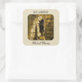 Das Bookworm-Buchzeichen Quadratischer Aufkleber (Tasche)