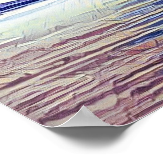 Das Boot bewegt sich von der Küste weg Poster (Ecke)