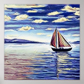 Das Boot bewegt sich von der Küste weg Poster (Vorne)