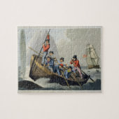 Das Boot eines Schiffs, das einen Wal, graviert Puzzle (Horizontal)