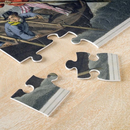 Das Boot eines Schiffs, das einen Wal, graviert Puzzle (Seite)