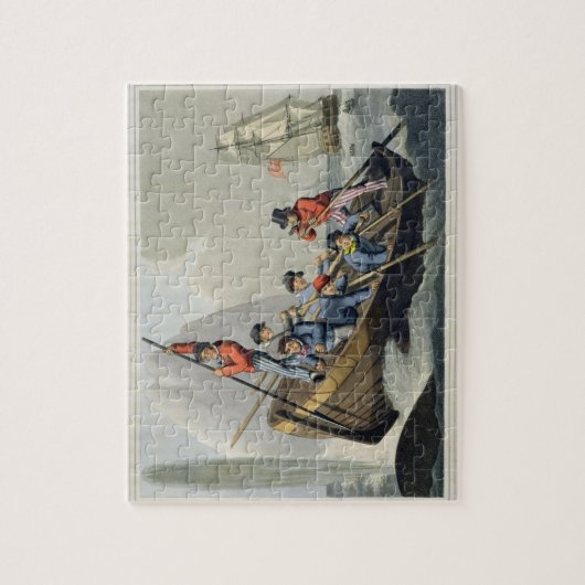 Das Boot eines Schiffs, das einen Wal, graviert Puzzle (Vertikal)