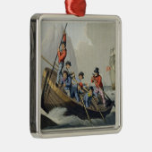 Das Boot eines Schiffs, das einen Wal, graviert Silbernes Ornament (Rechts)