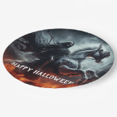 Das böse Blasspferd und das TodesHalloween Pappteller (Schrägansicht)