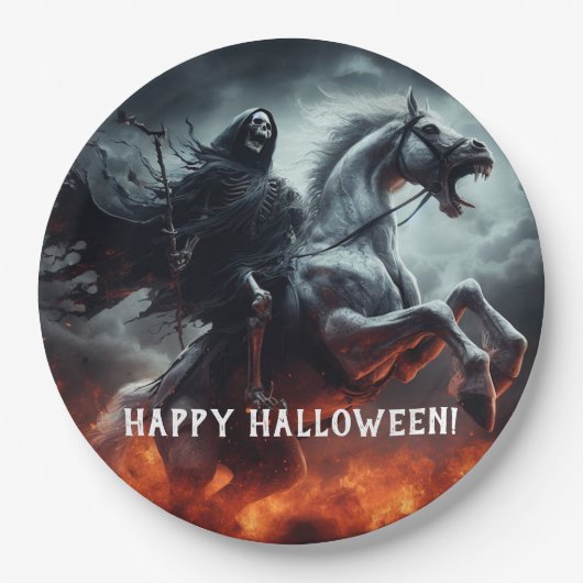 Das böse Blasspferd und das TodesHalloween Pappteller (Vorderseite)