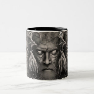 Das böse Gesicht des alten Dämons Zweifarbige Tasse