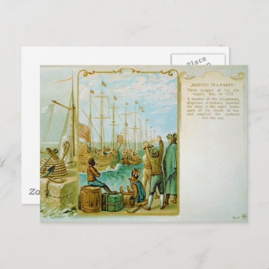 Das Boston Tea Party vom 16. Dezember 1773 Postkarte (Vorne/Hinten)