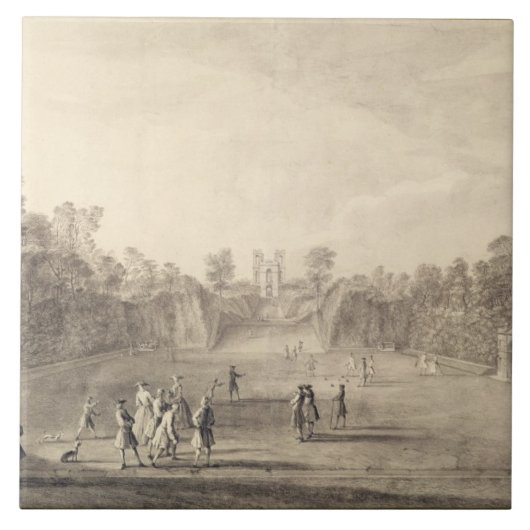 Das Bowling Green bei Claremont, 1738 (Stich) Fliese (Vorderseite)