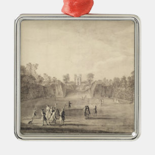 Das Bowling Green bei Claremont, 1738 (Stich) Silbernes Ornament
