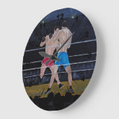 Das Boxer Gemälde von Alfred Fox Große Wanduhr (Winkel)