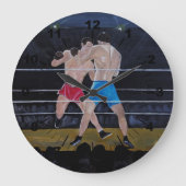 Das Boxer Gemälde von Alfred Fox Große Wanduhr (Vorderseite)