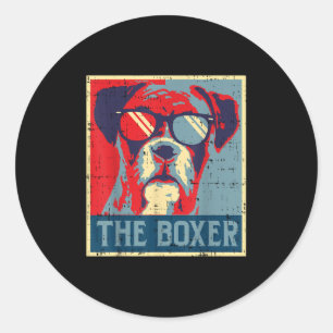 Das Boxer Obama Poster Vintager Tier-Hunde-Liebe Runder Aufkleber