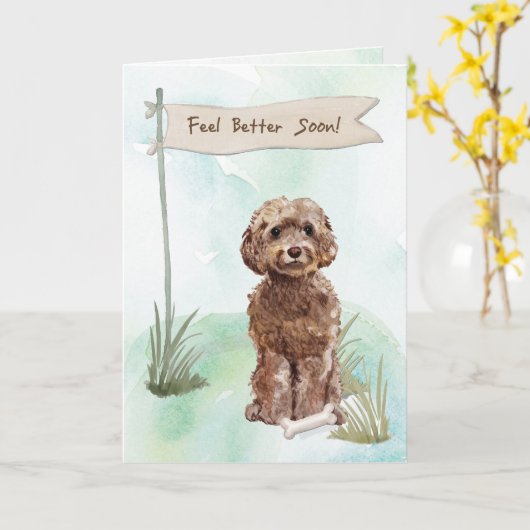 Das braune Cockapoo fühlt sich nach der Operation  Karte (Gelbe Blume)