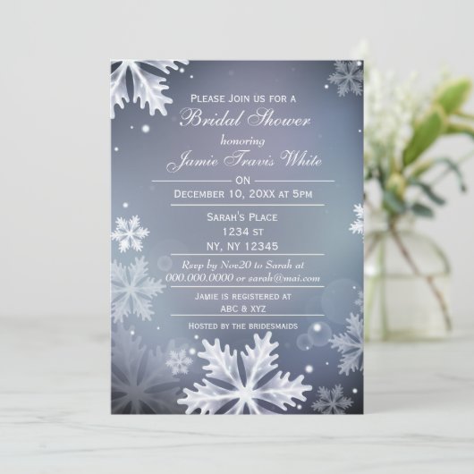 Das Brautparty "Blau und Silber" lädt ein Einladung (Stehend Vorderseite)