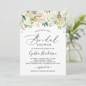 Das Brautparty der Grünen Gold-Blüte der Moderne Einladung (Stehend Vorderseite)