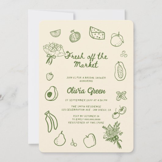 Das Brautparty der grünen Hand vom Markt Einladung (Vorderseite)