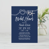 Das Brautparty der Knot Beach Starfish Navy Einladung (Stehend Vorderseite)