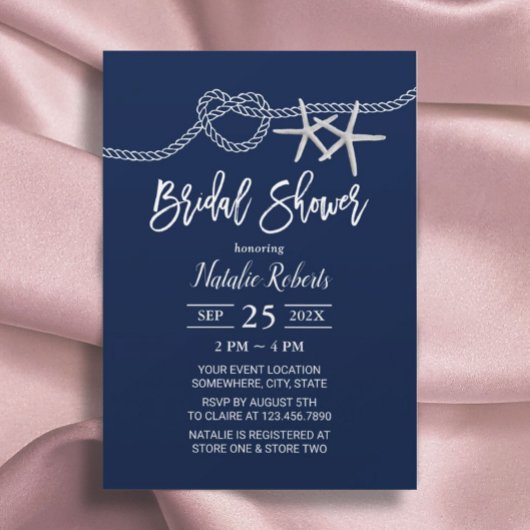 Das Brautparty der Knot Beach Starfish Navy Einladung