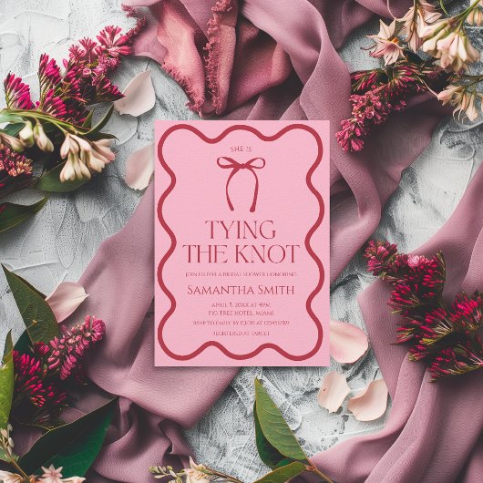Das Brautparty der Knot-Bow-Krawatte wird rosa gef Einladung